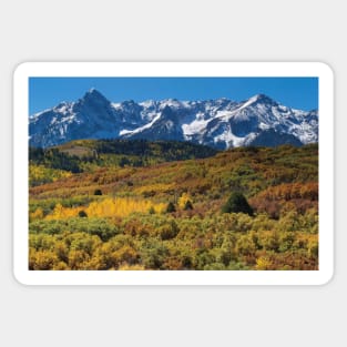 Trees With Mountain Range In The Background Sticker